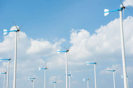 Eco energy - wind turbines ,blue sky backgroundの写真素材