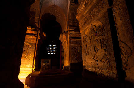 BAGAN, MYANMAR - MAY 4 ,2013 -  Buddha carving in Temple, Bagan, Myanmarのeditorial素材