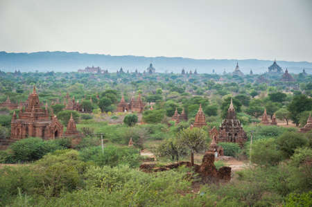 Pagoda landscape in the plain of Bagan, Myanmar