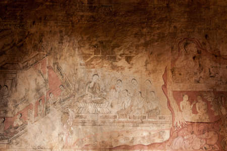 BAGAN, MYANMAR - MAY 4: Buddha statue inside ancient pagoda on MAY 4,2013 in Bagan, Myanmar. Bagan's...