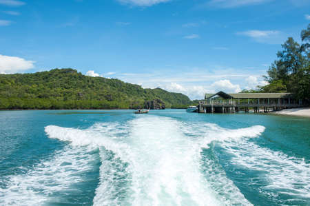 view behind the speed boatの写真素材