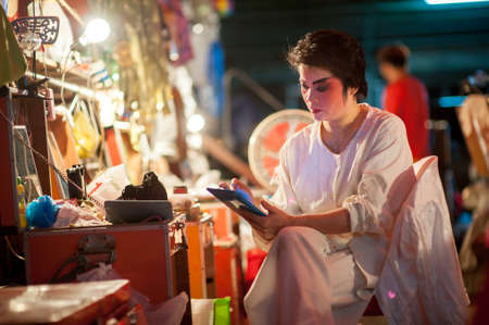 BANGKOK, THAILAND - Aprill 11: Chinese opera actor of Celebrating shrine Formation . on Aprill 11,...