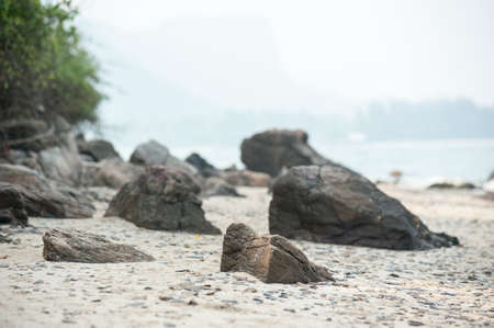 stone on the sand beachの写真素材