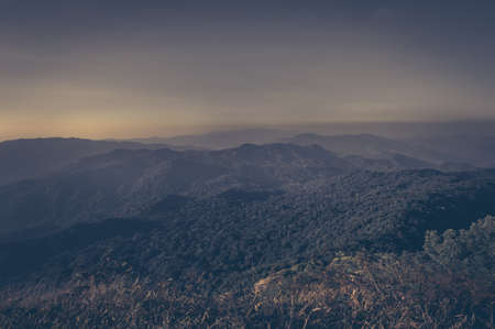 Layer of mountains and mist during sunset ,mountains Mist, Landscape mistyの写真素材