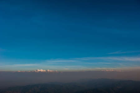 Landscape view from top of mountain on misty morning across countryside, Landscape mistyの写真素材