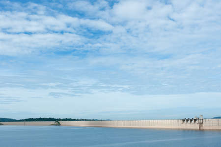 Dam is for the construction of a large dam water,from Khun dan prakan chon dam the famous landmark of Nakhon Nayok -Thailandの写真素材