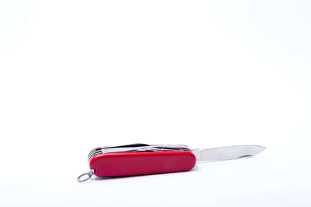 Red-Knife multi-tool, isolated on white backgroundの写真素材