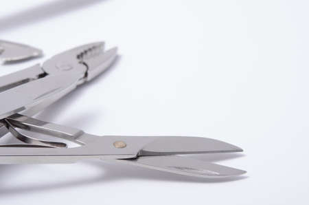 Red-Knife multi-tool, isolated on white backgroundの写真素材