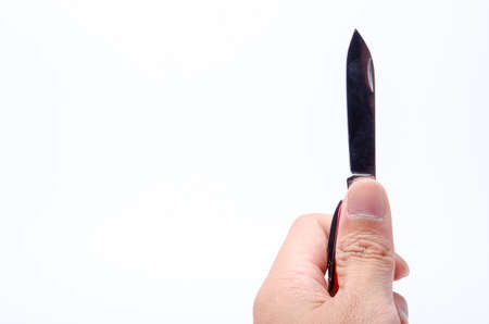 Red-Knife multi-tool, isolated on white backgroundの写真素材