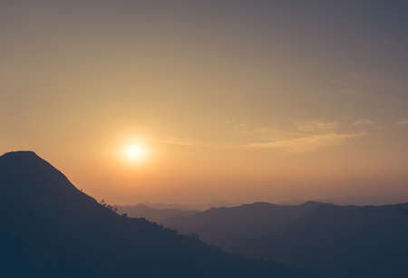 Beautiful winter landscape in the mountains. Sunrise in the mountainの写真素材
