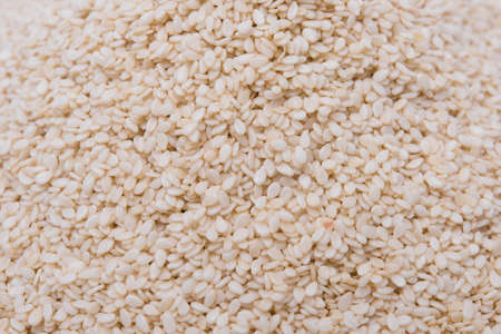 White Sesame Seeds  on white backgroundの写真素材