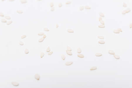 White Sesame Seeds  on white backgroundの写真素材