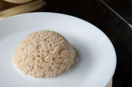 Rice In food carrier,Jusmin streamed rice in a part of food carrier thai styleの写真素材