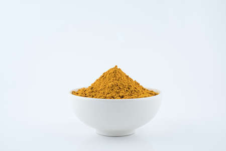 Heap of turmeric,Turmeric (Curcuma) powder isolated on white background.
