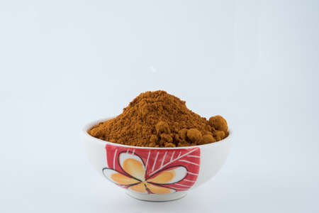 Heap of turmeric,Turmeric (Curcuma) powder isolated on white background.の写真素材