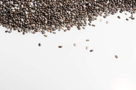 Chia seeds isolated with white background. Healthy superfood.の写真素材