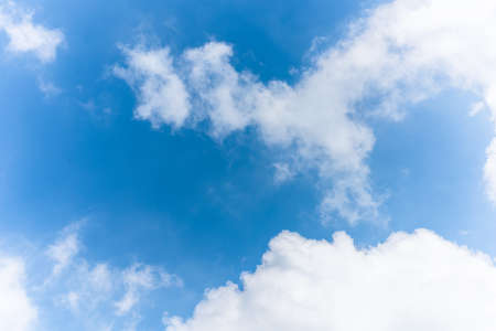 Blue sky with white clouds, soft cloudsの写真素材
