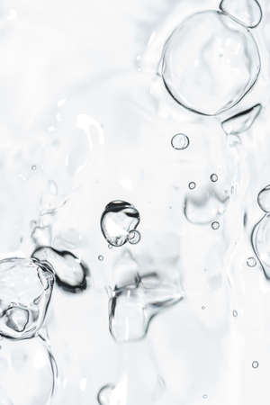 Clean water and water bubbles, on white backgroundの写真素材