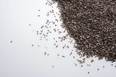 Chia seeds isolated with white background. Healthy superfood.の写真素材