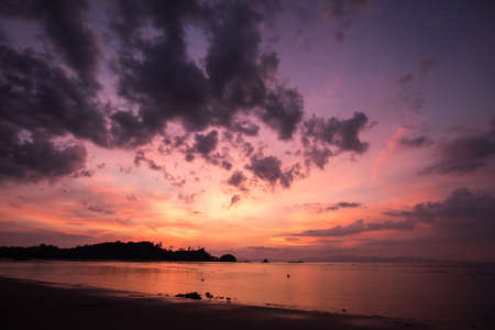 beautiful sky colorful sunset on the sea.Sea sunset background.の写真素材