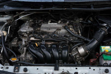 Close up detail of car engineの写真素材