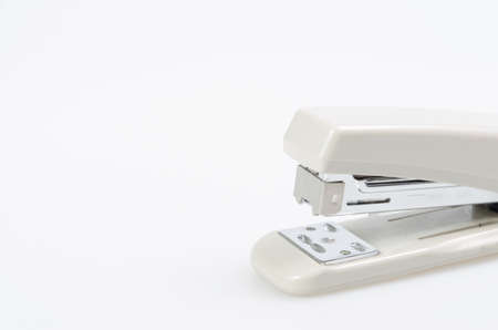 white staples isolated on a white background.with clipping pathの写真素材