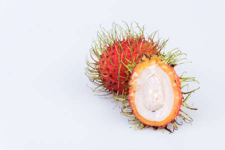 Fresh rambutan sweet delicious fruit on white background