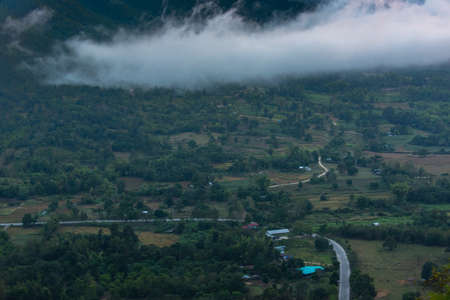 View of Chaing Khan from Phu Thok ,Loei Province in Thailand.の写真素材