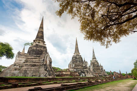 Thailand 's Temple - Old pagoda at Wat Phra Sri Sanphet, Ayutthaya Historical Park, Thailandのeditorial素材