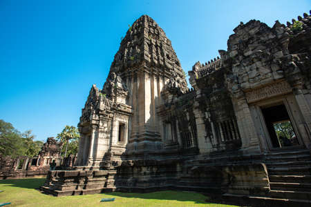 Phimai Historical park : historical park and ancient castle in Nakhon Ratchasima, Thailand.の写真素材