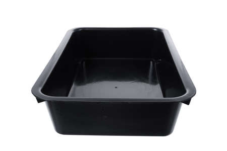 black plastic food box isolated on white background