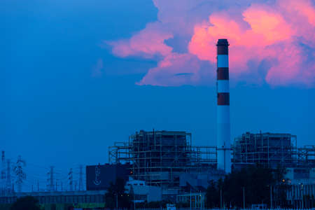 chimney in thermal electric generator industry plant ,Bangpakong Power plant station
