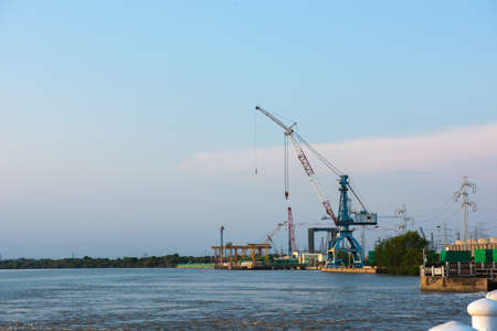 Electricity Authority Station, Bangpakong Power Plant Station, energy concept, evening skyの写真素材