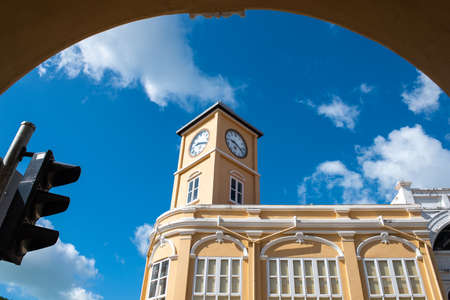 PHUKET, THAILAND-August 2018 : This is a old building Chino-Portuguese style that is a landmarks in Phuket, Here is one of the most famous destinations of Phuket.のeditorial素材