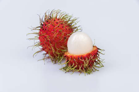 Fresh rambutan : rambutan sweet delicious fruit on white backgroundの写真素材