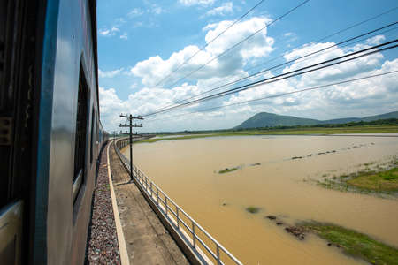 Landscape View of Kaengsueaten Dam ,Reservoir for agriculture at Lopburi,Thailand.の写真素材