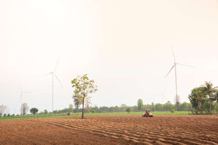 Wind turbines for electric power production. Green ecological power energy generation.の写真素材