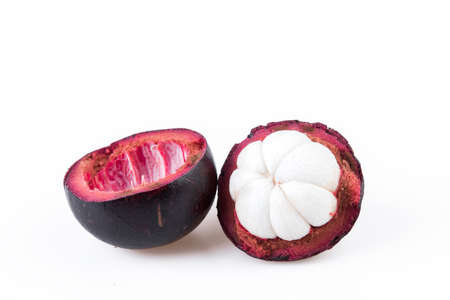 Mangosteens Queen of fruits,mangosteen  on white backgroundの写真素材