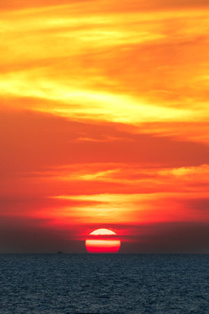 Sunset to twilight at the Andaman Sea of Thailand. Sunrise in the morning.の写真素材