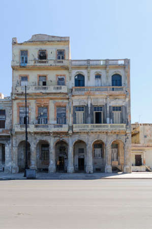 Weathered House on the Malecon in Havana, Cubaの写真素材