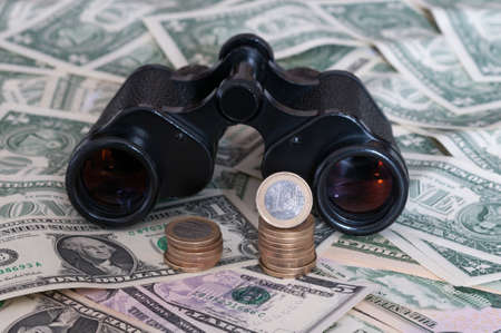 Icon for the observation of the foreign exchange rate between the euro and the US dollar.の写真素材