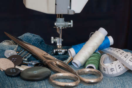 Production of garment with a sewing machine.の写真素材