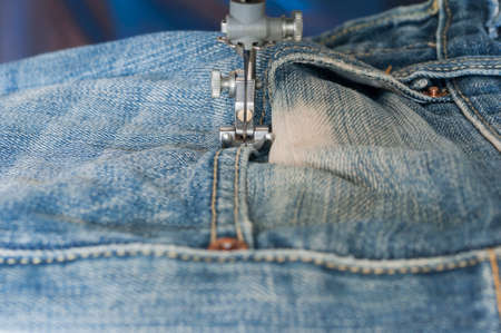 Production of garment with a sewing machine.