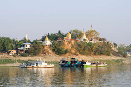 Pagodas on Ayeyarwady River around Mandalay, Myanmar, Burma.の写真素材