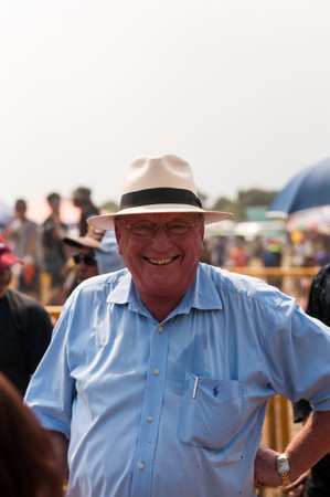 San Fernando , Luzon, Philippines, March 25, 2016: Robert Hetkaemper German journalist, East Asia correspondent retired at crucifixion ceremony on Good Friday in the city of San Fernando.のeditorial素材