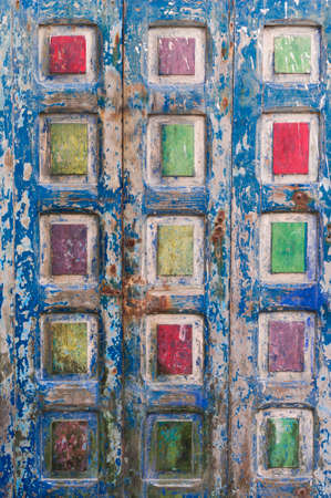 Rustic wood background, texture with weathered layers of paint.の写真素材