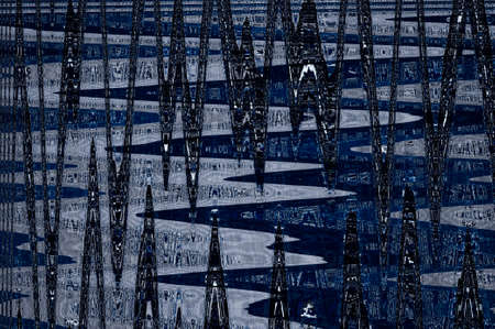 Abstract dark blue minimalistic background of a digital stripe pattern.