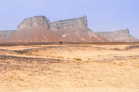 Rock formation in the Sahara, near the salt lake Iriki, Morocco, Africa.の写真素材