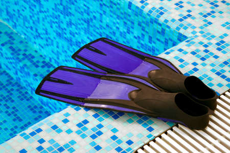 Flippers for diving on the coast of swimming-poolの写真素材