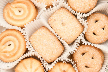 Different tasty cookies in a boxの写真素材